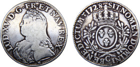 France Kingdom Louis XV 1 Ecu 1728 C Caen mint Silver VF 29g KM#486.5