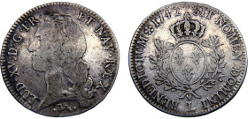 France Kingdom Louis XV 1 Ecu 1742 L Bayonne mint Silver VF 28.6g KM#512.12