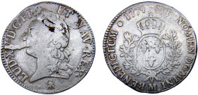 France Kingdom Louis XV 1 Ecu 1774 M Toulouse mint Silver VF 28.8g Dy# 1685