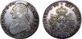France Kingdom Louis XVI 1 Ecu 1788 I Limoges mint(Mintage 18000) Silver XF 29.3g KM#564.7