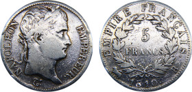 France First Empire Napoleon I 5 Francs 1810 B Rouen mint Silver VF 24.6g KM# 694.2