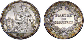 French Indochina French colony 1 Piastre 1921 San Francisco mint Third Republic Silver XF 27.1g KM#5a.2
