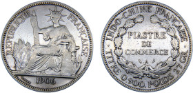 French Indochina French colony 1 Piastre 1906 A Pairs mint Third Republic Silver VF 26.9g KM#5a.1