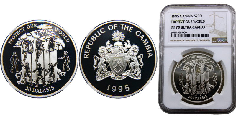 Gambia Republic 20 Dalasis 1995 Top Pop, 50th Anniversary of the United Nations ...
