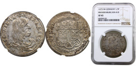 Germany Holy Roman Empire Electorate and Margraviate of Brandenburg-Prussia Friedrich Wilhelm 2/3Thaler 1673 IW Top Pop Silver NGC XF45 KM# 410
