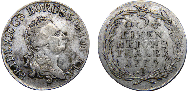 Germany Holy Roman Empire Kingdom of Prussia Friedrich II 1/3 Thaler 1775 B Bres...