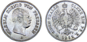 Germany States Kingdom of Prussia Wilhelm I 1/6 Thaler 1862 A Berlin mint Silver XF 5.3g KM# 487