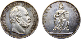Germany States Kingdom of Prussia Wilhelm I 1 Thaler 1871 A Berlin mint "Siegestaler", Victory over France Silver AU 18.5g KM# 500