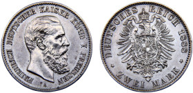 Germany Second Empire Kingdom of Prussia Friedrich III 2 Mark 1888 A Berlin mint Silver UNC 11.1g KM# 510