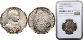 Germany Second Empire Kingdom of Prussia Wilhelm II 2 Mark 1913 A Berlin mint 25th Anniversary of the Reign of King Wilhelm II Silver NGC MS62 KM# 533...