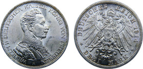 Germany Second Empire Kingdom of Prussia Wilhelm II 3 Mark 1914 A Berlin mint Silver UNC 16.7g KM# 538