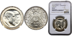 Germany Second Empire Kingdom of Württemberg Wilhelm II 3 Mark 1911 F Stuttgart mint Silver Wedding Anniversary Silver NGC MS65 KM# 636