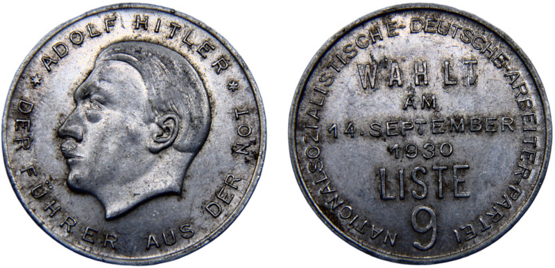 Germany The Third Reich Adolf Hitler Token 1930 Nazi Party Voting token, Parliam...