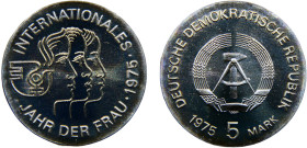 Germany Democratic Republic 5 Mark 1975 A Berlin mint International Women's Year Copper-nickel BU 12.3g KM# 55