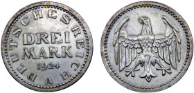 Germany Weimar Republic 3 Mark 1924 A Berlin mint Silver AU 15g KM# 43
