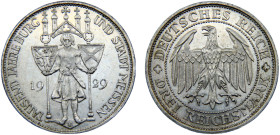 Germany Weimar Republic 3 Mark 1929 E Muldenhütten mint 1000th Anniversary of Meissen Silver UNC 15g KM# 65