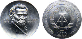 Germany Democratic Republic 20 Mark 1973 A Berlin mint 60th Anniversary of Death of August Bebel Silver BU 21.1g KM# 46