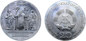 Germany Democratic Republic 20 Mark 1979 A Berlin mint(Mintage 41000) 250th Anniversary of Birth of G. E. Lessing Silver BU 21g KM# 74