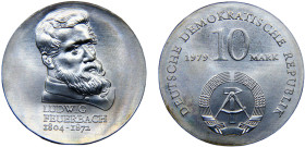 Germany Democratic Republic 10 Mark 1979 A Berlin mint(Mintage 51000) 175th Anniversary of Birth of Feuerbach Silver BU 17.2g KM# 73
