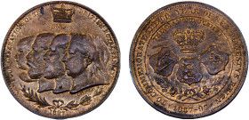 Great Britain United Kingdom Victoria Medal 1897 Queen Victoria Jubilee, 32mm Copper AU 11.2g
