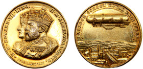 Great Britain United Kingdom Edward VII Medal 1901 Balloon School Royal Engineers, 32mm Golden plated bronze AU 17.5g