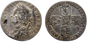Great Britain United Kingdom George II 1 Shilling 1758 Older bust Silver AU 6g KM#583.3
