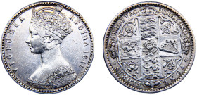 Great Britain United Kingdom Victoria 1 Florin 1849 1st portrait, "Godless" type Silver XF 11.3g KM# 745