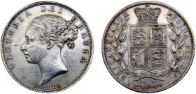Great Britain United Kingdom Victoria 1/2 Crown 1885 1st portrait, "Young Head", Cleaned Silver UNC 14.2g KM# 756