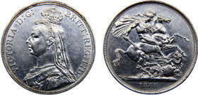 Great Britain United Kingdom Victoria 1 Crown 1888 2nd portrait, "Jubilee Head" Silver XF 28.2g KM# 765
