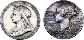 Great Britain United Kingdom Victoria Medal 1897 60th Anniversary of the Accession of Queen Victoria, 25mm Silver AU 9.6g BHM# 3506