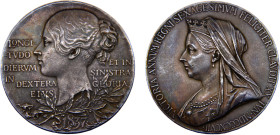 Great Britain United Kingdom Victoria Medal 1897 60th Anniversary of the Accession of Queen Victoria, 56mm Silver AU 84.7g BHM# 3506