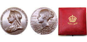 Great Britain United Kingdom Victoria Medal 1897 60th Anniversary of the Accession of Queen Victoria, 56mm Bronze UNC 72g BHM# 3506