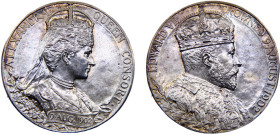Great Britain United Kingdom Edward VII Medal 1902 Edward VII and Alexandra, Coronation Edward VII 1902, 31mm Silver UNC 12.8g