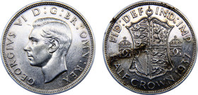 Great Britain United Kingdom George VI 1/2 Crown 1937 1st type Silver AU 14.1g KM# 856