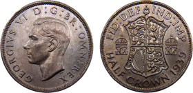Great Britain United Kingdom George VI 1/2 Crown 1939 1st type Silver UNC 14.1g KM# 856