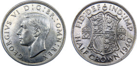 Great Britain United Kingdom George VI 1/2 Crown 1940 1st type Silver UNC 14.2g KM# 856