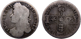 Great Britain Kingdom of England James II 1/2 Crown 1688 QVARTO 2nd bust Silver Fine 14.2g KM# 462