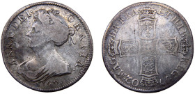 Great Britain United Kingdom Anne 1 Shilling 1702 VIGO 1st bust, "VIGO" Silver F 5.9g KM#509.3