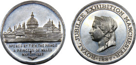 Great Britain United Kingdom Victoria Medal 1887 HEATON Heaton's mint Royal jubilee exhibition Manchester, 45mm Tin clad tin UNC 32g