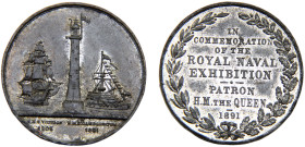 Great Britain United Kingdom Victoria Medal 1891 Royal naval exhibition, 39mm White metal UNC 17.7g Eimer# 1767