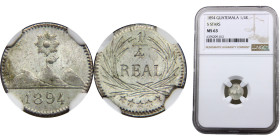 Guatemala Republic 1/4 Real 1894 Guatemala City mint Silver NGC MS63 KM# 162