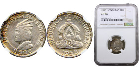 Honduras Republic 20 Centavos 1958 Philadelphia mint Silver NGC AU58 KM# 73
