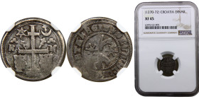 Hungary Kingdom Province of Slavonia Ladislaus IV 1 Denár ND (1272-1290) R L Zagreb mint Silver NGC XF45 ÉH# 15