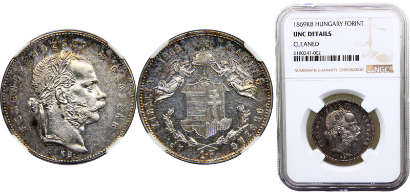 Hungary Austro-Hungarian Empire Franz Joseph I 1 Forint 1869 KB Kremnica mint Si...