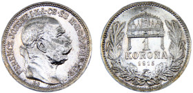 Hungary Austro-Hungarian Empire Franz Joseph I 1 Korona 1915 KB Kremnica mint Silver UNC 5g KM# 492