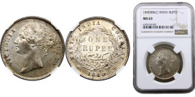 India British East India Company Victoria 1 Rupee 1840 Silver NGC MS63 KM#458.3