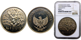Indonesia Republic 5000 Rupiah 1974 Royal mint(Mintage 43000) Conservation, Orangutan Silver NGC MS65 KM# 40