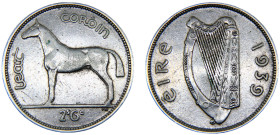 Ireland Republic 1/2 Coróin / 2 Scilling 6 Pingin 1939 Royal mint Silver VF 14.1g KM# 16