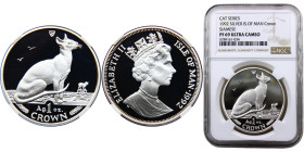 Isle of Man British dependency Elizabeth II 1 Crown 1992 (Mintage 50000) Cat Series, Siamese Cat Silver NGC PF69 KM# 332a