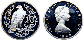 Isle of Man British dependency Elizabeth II 10 Pence 1980 PM Pobjoy mint(Mintage 10000) 2nd portrait Silver PF 13.3g KM# 62a